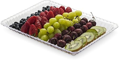 Pack of 4 Hard Clear Plastic Serving Trays Disposable Food Tray platter Rectangle 23 x 30cm