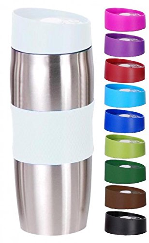 Thermobecher - Trinkbecher - Edelstahl/Kunststoff - 380 ml - Isolierbecher - Kaffeebecher - Coffee to go Becher - Farbe wählbar, Farbe:Weiß
