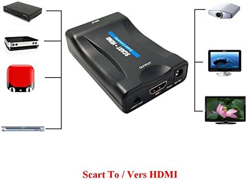 EMEBAY - Scart to HDMI 1080p 60Hz SCART Adapter Plug and Play Analog to Digital Converter Box Video Audio HDMI Scart Adapter Support PAL/NTSC/SECAM for PS4 / PS3 / TV/DVD