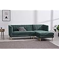 LUSTRE ENTERPRISE Amicie Right Hand Facing Chaise End L Corner Sofa, Marine Green Velvet (86×61×31 inches)