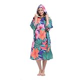 Talla única, diseño exclusivo, podar fresco, con capucha y bolsillo, desde el hombro hasta la parte inferior es de aproximadamente 106 cm, peso neto de 1 lb; es un buen regalo para surfistas, nadadores, buceadores, triatléticos, aeróbicos de agua, ciclistas de montaña o cualquier otra persona que cambie por la playa, piscina, lago o río, también se puede utilizar como cuerda de baño en casa.