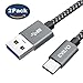 Produktbild USB C Kabel auf USB 3.0, ZKAPOR [2 Stück, 3M] Nylon USB Type C Ladekabel Datenkabel für Samsung Galaxy S9 S8/ Note8/ A5(2017), Huawei P20/ P10/ Mate10, Honor 10, OnePlus 6, Xiaomi Mi A1, Sony Xperia, LG G6, Moto G6, Grau