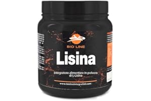 Laboratori Bio Line - Lisina Integratore in Polvere (500 gr) L-Lisina Pura Senza Eccipienti, Assumere 2 gr al Giorno, Scorta 250 Giorni