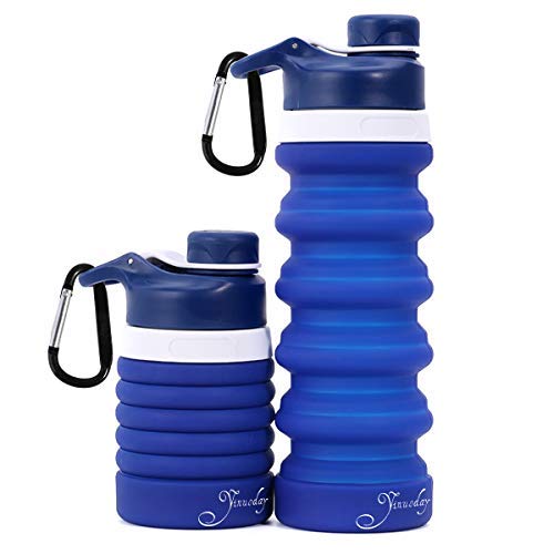 Silicone Collapsible Water Bottle with Carabiner BPA Free - Foldable Spiral Retractable Water Bottle Silicone Collapsible Water Bottle with Carabiner BPA Free - Foldable Spiral Retractable Water Bottle
