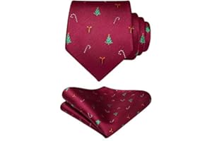 HISDERN Corbatas de Navidad para Hombre Patrón Festivo Xmas Fiesta Conjunto Corbata y Pañuelo de Año nuevo