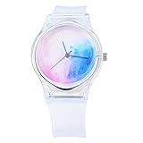 Souarts Junge Transparent Sternhimmel Silikonband Armbanduhr Quartz Analog Sportuhr mit Batterie