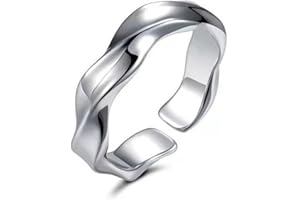 KONFEN Herren Ring, Wikinger Verstellbare Geschnitzte Ringe für Männer Hypoallergenes Hochglanzpolierte Oberfläche, Hip Pop Offene Gothic Punk Klassischer Daumenring Fidget Herrenschmuck, Silber