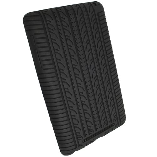 igadgitz Schwarz Silikon Skin Tasche Hülle Etui Case Cover mit Reifenprofil Reifen Profil für Google Nexus 7 2012 1.Generation Android 4.1 Tablet 8GB 16GB + Displayschutzfolie (Nicht geeignet für 2. Generation veröffentlicht am August 2013) - 3