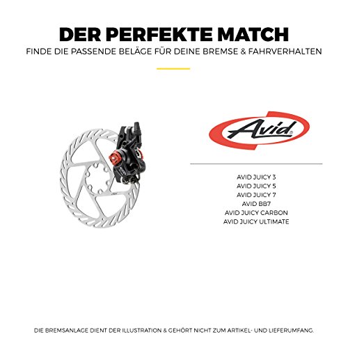 Avid Juicy 3 5 7 Carbon Ultimate und Avid BB7 Bremsbeläge für MTB & Road mechanische Scheibenbremse Ball Bearing Organic Beläge Bike Bremse Bremsbelag | Gorilla Bikes High Performance Disc Brake Pad - 5