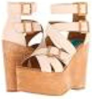 Fugu Malibu Womens Hanlow Open Toe Ankle Strap Wedge Pumps, Beige, Size 8.5 US