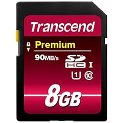 Transcend Premium - Tarjeta de Memoria Flash 8GB SDHC Clase 10 UHS-I, 45Mb/s de Ultra Alta Velocidad Para Cámaras Profesionales