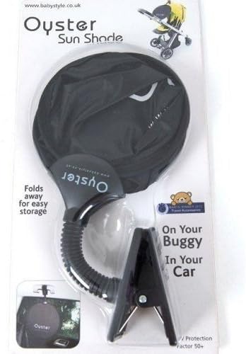 Oyster Sun Shade with Clip by BabyStyle for Pushchairs (Universal Fit) Black