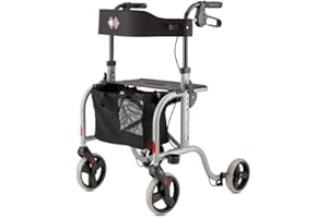 Bischoff & Bischoff RL-Smart ST Andador plegable – Andador ligero para interior y exterior, con bolsa extraíble y soporte para bastón, color plateado