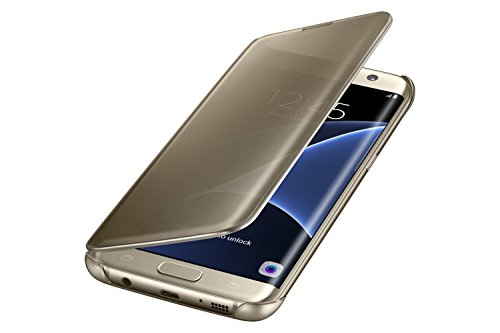 Samsung Clear View Cover - Funda Galaxy S7 Edge con Esquinas de Metal Color Dorado Samsung Clear View Cover - Funda Galaxy S7 Edge con Esquinas de Metal Color Dorado