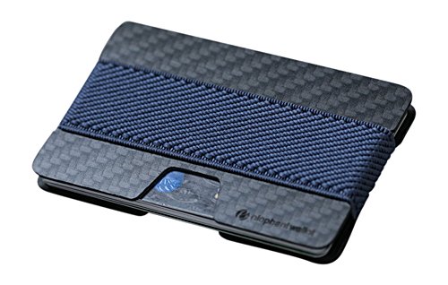 Becoda24, Elephant Wallet, Mini borsellino Portamonete, modello minimalista, con scomparto porta biglietti e carte, in diversi colori Nero Carbon - Navy