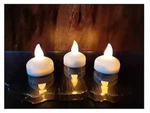 AFTERSTITCH Artificial Water Floating LED Flickering Candles Lights Diya for Home Decoration (Batteries Included) - Set of 3