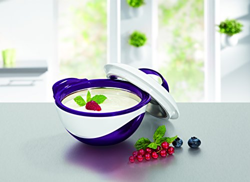 gourmetmaxx 09822 Thermoschüssel metallic, Aufbewahrung Edelstahlschüssel Frischhalteschüssel Thermobehälter / schüssel, edelstahl, 1100 ml, 24,0 x 20,0 x 13,0 cm, lila / weiß / mehrfarbig - 2