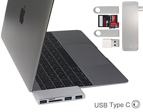 Typ C USB 3.0 High Speed 3 in 1 Combo Hub für Macbook USB C Hub mit 3 USB 3.0 1 SD Port und 1 USB C Port Ultra Leicht Mobil für Type C Computer und Tablets Wie MacBook Pro 2016 MacBook 2015 2016 Google Chromebook 2016 - 6