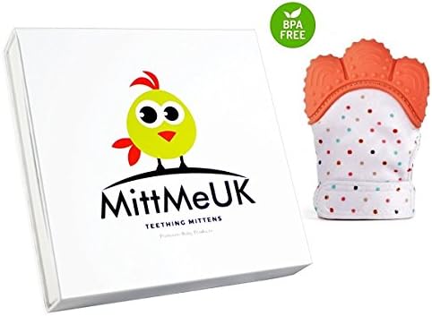 Teething Mitten Baby Soother Glove Pain Relief Remedy for Sore Gums and Cutting Teeth Gel Applicator for Babies Mouths Suitable from 2 months to Toddler Teether Toy (Orange)