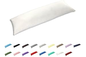 Gyulin 100% Cotton 300 Thread Count Envelope Style 5ft King Bed Size Body Pillow Cover Pillowcase Pillow Protector Cushion Cover Non Zippered Only Cover No Insert 20"x60"/51x150cm White