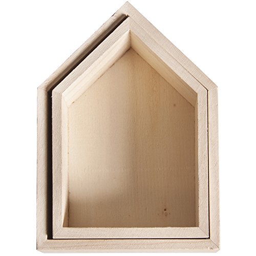 Rayher 62696000 Holz Rahmen Häuser, FSC Mix Credit, 14x10x4cm+12,5×8,5x4cm - 2