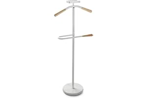 Relax World Servo Muto Moderno Legno e Metallo,Servomuto,Appendiabiti Indossatore per Camera da Letto e Spogliatoio,Multifunzionale,Dimensioni P25x44x108 cm (Bianco)