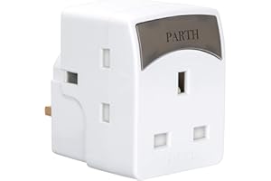 PARTH Plug Adapter with LED Indicator - 3 Way Triple Plugs Toothbrush Adapter Plug - Multi Plugs Extension Plug Adapter - UK Socket Power Extender Block Sockets for Home,Hotel,Dorm,Office (Max 3250W)