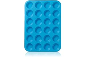 HelpCuisine® moulessilicone muffins/moule à muffins pour 24 muffins, Plaque à muffins 24 moules en Silicone Alimentaire sans BPA Réutilisables Ecologiques Antiadhésifs, 24 mois de Garantie!