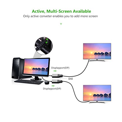 Aktive Displayport auf DVI Adapterkabel UGREEN DP Stecker zu DVI Buchse Konverter AMD/ATI Eyefinity kompatibel 1080p für Grafikkarten / Apple und PC / Beamer / Monitor - 5