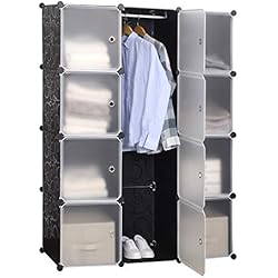 WOLTU SR0103stp DIY Armoire Plastique Chambre Faite de modules avec Porte pour Le Stockage de vêtements, Accessoires, Jouets, Livres,Chaussures,8 Cubes Noir