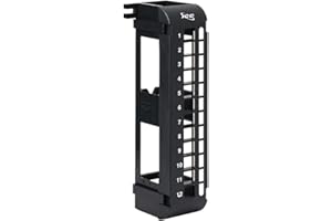 ICC 12 Port Blank Keystone Patch Panel with 89U Wall Mount Bracket for Slim Profile Keystone Jacks (Sold Separately), UL Listed, Black, IC107BP12V