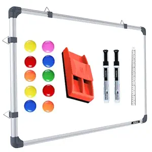 GOSHU Magnetic 2 feet x3 feet dry erase White Board for Office, Home & School, Lightweight Aluminum Frame, 2x3 Feet Includes 10 magnets, 1 Magnetic duster eraser,1 30cm scale and 2 dry-erase markers, (2 feet x 3 feet Pack of 1 +14 items)