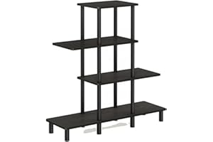 Furinno Deko-Regal mit 4 Ebenen, holz, Espresso/Schwarz, 29.49 x 94 x 100.2 cm