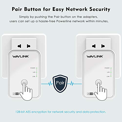 WAVLINK-Powerline-Kit-de-dmarrage-AV500-Non-Configuration-requis-500-Mbits-Accs-Ethernet-Via-Powerline-Compact-avec-2-Ports-Ethernet-et-2-Boutons-de-Couple