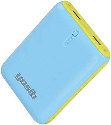 10000mAh Ultra-Compact External Battery Charger, High-Speed Travel Charger with Built-in Lightning and Micro USB Cables Portable Power Bank for iPhone, Galaxy, and more. (Blue)
