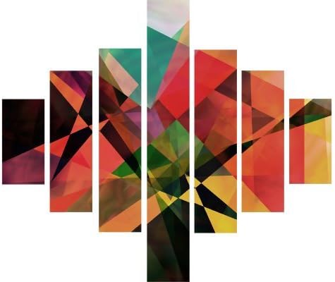 Canvas Art Picture - Geometric Paperlike Abstract Background + 7 Panel Extra Large - Multi Split Panel - Total Size 150cm x 100cm (59"x40") - Stapled onto Timber frames, ready to hang - Exclusive Art by Fluffy Cloud Design