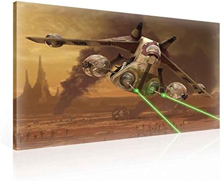 Star Wars LA-TA Republic Assault Gunship Canvas Print - Photo Print - O1 - 100cm x 75cm - Premium 260gsm Canvas, Hand-Finished, Solid MDF Frame - 2.6cm Thick - Integrated Hanging Hook - Star Wars Collection - (PPD733O1)