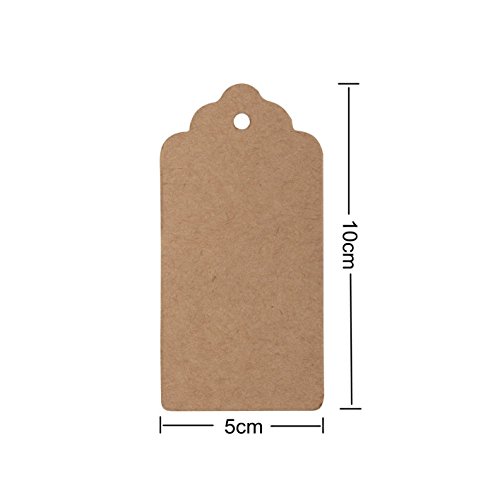 Kraftpapier Geschenkanhänger braun Rechteck Craft Hängeetiketten Free 100 Feet Natural Jute Bindfäden für das Handwerk und Preis Tags Etiketten 100 PCS - 3