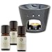 Produktbild Duftset "Citrus Aura" - naturreine ätherische Öle - Limette, Lemongras, Bergamotte (3x10ml) mit Duftlampe in grau