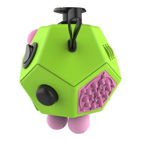 12 Sided Fidget Toy Cube Stress Anxiety Cube Spinner Toy Relieves Stress and Anxiety and Relax for Children and Adults (Green)