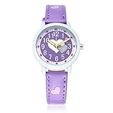 Providethebest Nettes Liebes-Herz-Mädchen-Uhr-Wasserdichte Kinder-Armbanduhr Kinder Leder Druck-Bügel-Handgelenk-Uhr-Karikatur-Timer