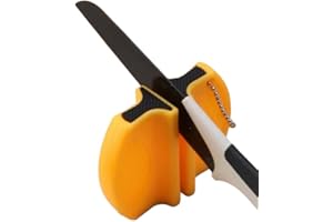 WOO LANDO Pocket Keramik Messerschärfer, schwarz, 7,5cm x 5,8cm x 2,5cm, perfektes Ergebnis ohne Vorkenntnise dank Keramikfedern (YELLOW)