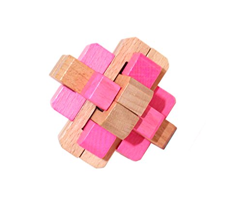 KINGOU 6 Packed Wooden Puzzles IQ Challenge Puzzle Set Brain Teasers Logic Puzzles Interlocked Toys, Adult / Kids