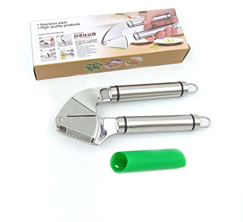 Gr8Life Knoblauchpresse , Knoblauchschneider aus Edelstahl mit Knoblauchschäler - 2