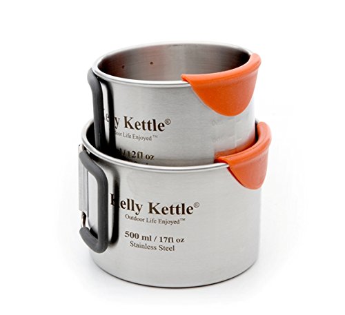 Ultimativ ‚Scout‘ Kelly Kettle Zelten Kit Edelstahl GUTER PREIS ANGEBOT Beinhaltet 1,2 ltr Modell Stahl ‚Scout‘ Wasserkessel+Kochset Set+Landstreicher Camping Herdplatte+Camping Tasse set 2 stück + - 5