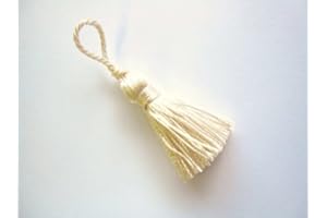 Sew-select 10 Mini craft tassels - Small 3.5cm long + loop decorative key tassels (Cream)
