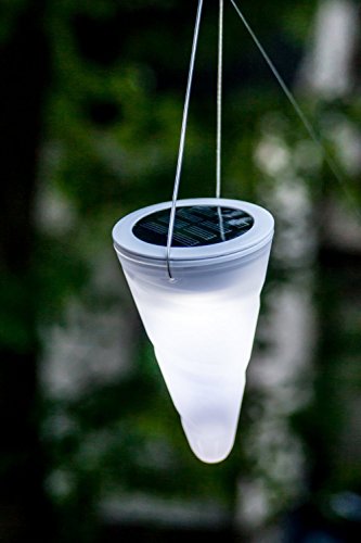 Solalux 3er Set Hängende Kegelförmige Solar-Gartenleuchten Eis Weiß LED-Leuchten Außenbeleuchtung, Baumdekoration - 7