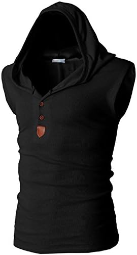 Lannorn Men 8 Colors Summer Casual Vest Crop Top Active Wear Slim Fit Hooded Sleeveless Pullover Tank T-Shirts With Hat