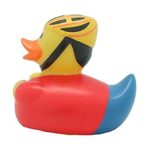 Quietscheente Radfahrer Ente, Gummiente, Quietscheentchen, Badeente, Quietsch Ente, Sammelfigur, Gummi Bade Spielzeug, LiLaLu, 2032 - 4