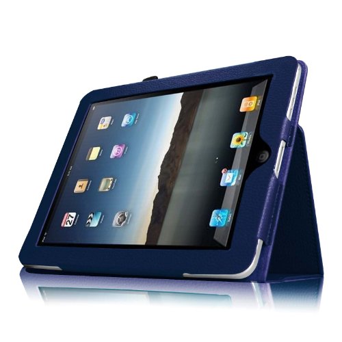 Fintie Apple iPad 1 Hülle Case Schutzhülle Etui Tasche – Folio Slim Fit Ständer Kunstleder Smart Cover mit Stylus Loop für iPad 1st Generation, Marineblau - 4